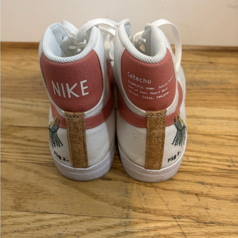 Nike Blazer Mid 77 Catechu Women White Pink Embroidered Sneakers size 8.5 EUC - Picture 4 of 6